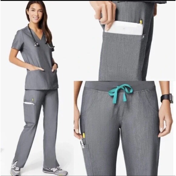 Figs Technical Scrubs Set Top Pants Gray Size M - Picture 14 of 16